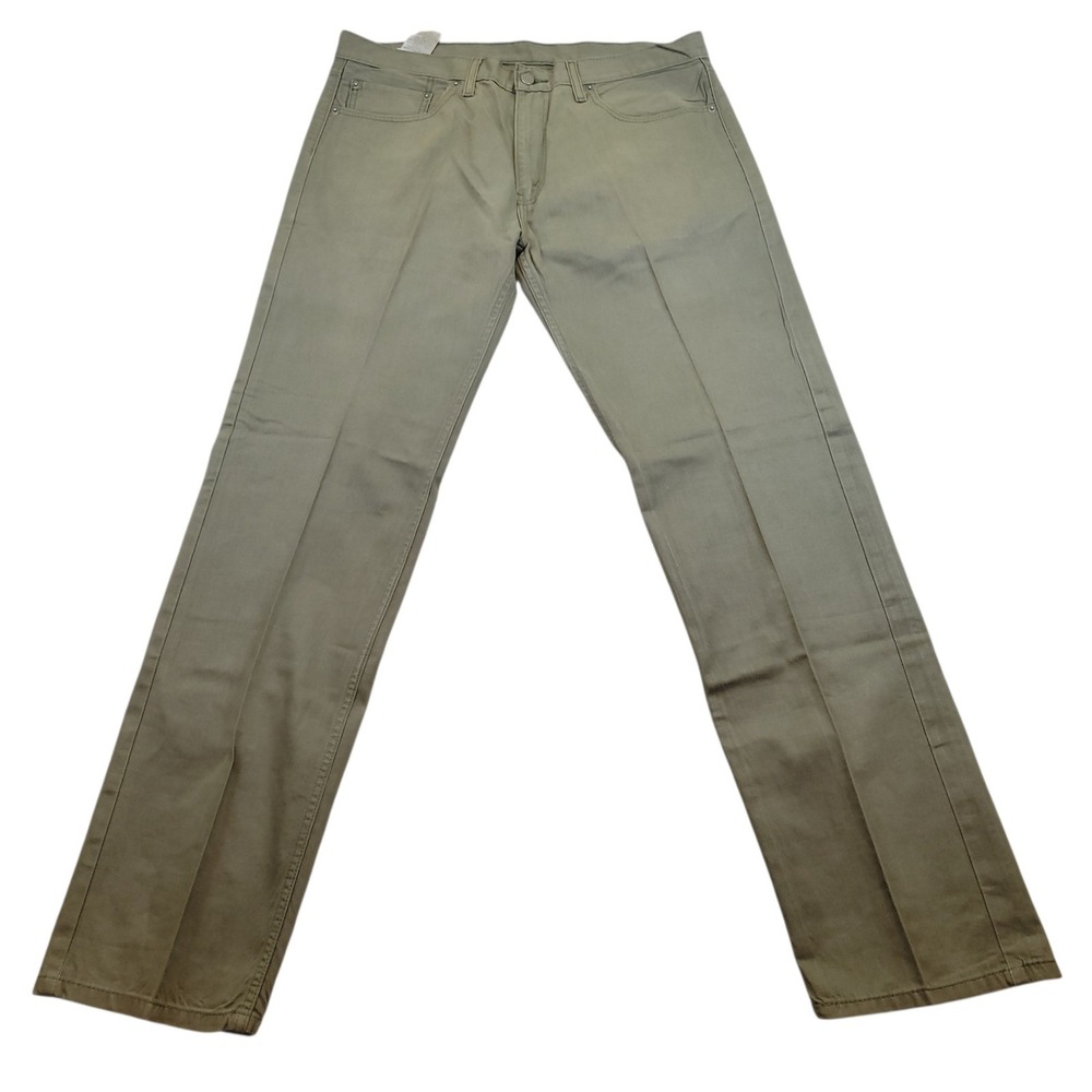 Levi's 505 Regular Fit Straight Leg Olive Green Khaki Pants Jeans Men 36x34